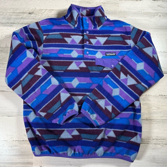 Patagonia Women's Synchilla Purple/Blue Fleece Snap T Pullover Size Medium - Picture 1 of 8